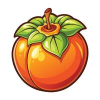 orange fruit with leaves on it white background vector