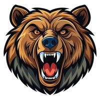 the head of a grizzly bear is shown with mouth open vector