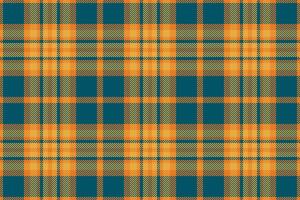 Curve seamless background, content tartan fabric texture. Heritage textile check plaid pattern in cyan and orange colors. vector