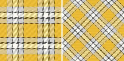 Two vibrant yellow plaid patterns, one classic and one diagonal, offer versatile design options for fashion, home decor, and web projects. vector