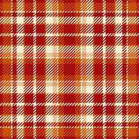 Countryside check background pattern, string seamless texture fabric. Mix tartan textile plaid in orange and red colors. vector