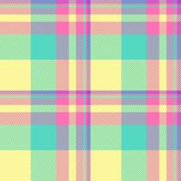 Satin pattern plaid textile, spanish fabric seamless check. Messy texture tartan background in yellow and teal colors. vector