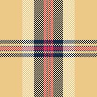 Stylish beige, black, and coral plaid pattern. Perfect for textile design, fashion, website backgrounds, or any project needing a sophisticated, textured look. vector