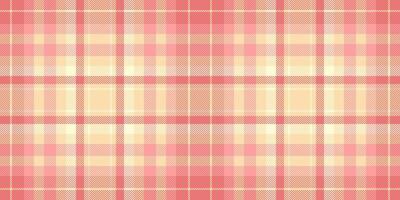 Soft pastel pink and cream plaid pattern. Perfect for textile design, website backgrounds, or feminine branding. This seamless texture evokes feelings of warmth and gentleness. vector