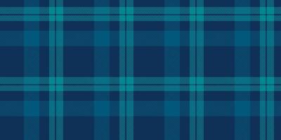 Aged check textile tartan, periodic pattern background . Effect plaid seamless fabric texture in cyan and blue colors. vector