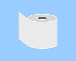 Simple, clean illustration of a roll of toilet paper against a light blue background. Perfect for hygiene, cleanliness, or everyday life concepts. vector