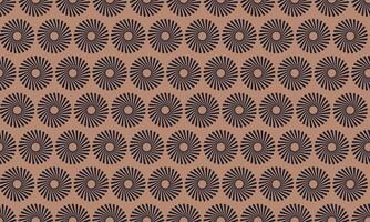Elegant geometric textile design featuring a repeating pattern of dark brown sunburst motifs on a light brown background. Ideal for fabric prints, wallpaper, packaging, or website backgrounds. vector