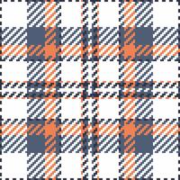 Vibrant coral and slate blue plaid pattern on white background. Perfect for textile design, fashion, or website backgrounds. Stylish, modern take on a classic pattern. vector
