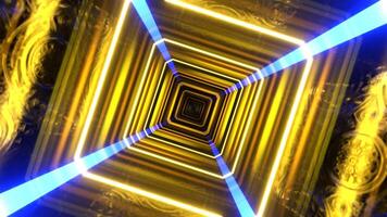 Yellow and Blue Futuristic Neon Strobe Infinity Mine Background VJ Loop I 4K video