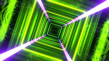 Light Green and Purple Futuristic Neon Strobe Infinity Mine Background VJ Loop I 4K video