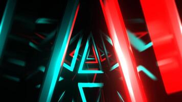 Turquoise and Red Infinity Neon Triangle Portal Background VJ Loop I 4K video