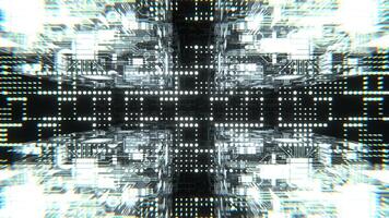 White Cybernetic Chip Cube and Dots Flythrough Background VJ Loop I 4K video