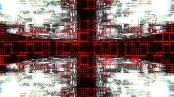White and Red Cybernetic Chip Cube and Dots Flythrough Background VJ Loop I 4K video
