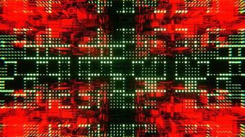 Red and Green Cybernetic Chip Cube and Dots Flythrough Background VJ Loop I 4K video