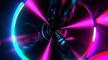Cyan and Pink Infinite Corridor of Wandering Ring Energy Background VJ Loop I 4K video