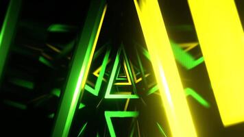 Green and Yellow Infinity Neon Triangle Portal Background VJ Loop I 4K video