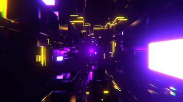 Purple and Yellow Futuristic Cubic Strobe Neon Corridor Background VJ Loop I 4K video