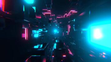 Cyan and Pink Futuristic Cubic Strobe Neon Corridor Background VJ Loop I 4K video