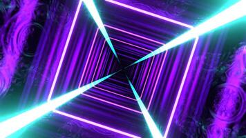 Purple and Cyan Futuristic Neon Strobe Infinity Mine Background VJ Loop I 4K video