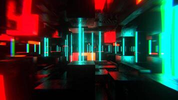 Turquoise Red and Orange Neon Area with Chip Texture Background VJ Loop I 4K video