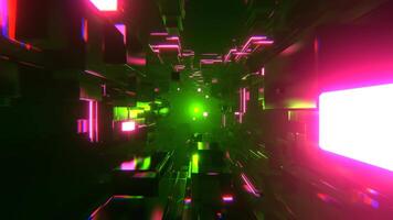 Light Green and Pink Futuristic Cubic Strobe Neon Corridor Background VJ Loop I 4K video
