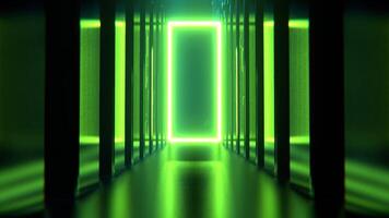 Light Green Elegant Neon Alien Endless Corridor Background VJ Loop I 4K video