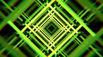 Light Green Neon Pulse Square Tunnel Background VJ Loop I 4K video
