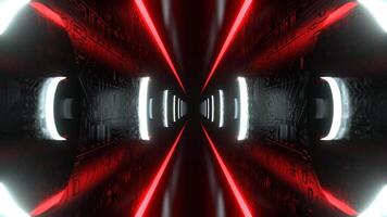 Red and White Beautiful Neon Futuristic Corridor with Chip Patterns Background VJ Loop I 4K video
