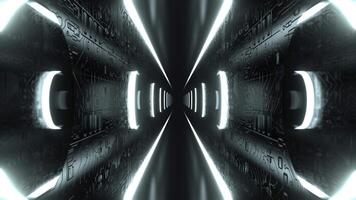 White Beautiful Neon Futuristic Corridor with Chip Patterns Background VJ Loop I 4K video