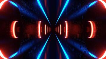 Light Blue and Red Beautiful Neon Futuristic Corridor with Chip Patterns Background VJ Loop I 4K video