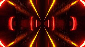 Red and Orange Beautiful Neon Futuristic Corridor with Chip Patterns Background VJ Loop I 4K video