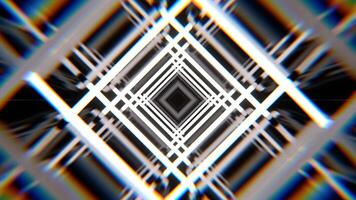 White Neon Pulse Square Tunnel Background VJ Loop I 4K video