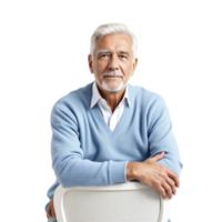 An older man sitting on a chair png