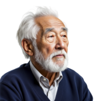 An older man with a white beard and a blue sweater png