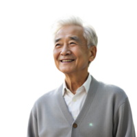 An older man in a sweater smiling png