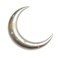A silver crescent with stars on it png