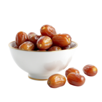 A bowl of dates on a black background png