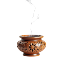 An incense burner with smoke coming out of it png