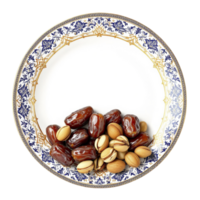 A plate with dates and nuts on it png