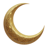 A golden crescent with intricate patterns png