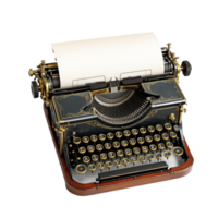 An old fashioned typewriter with a sheet of paper on top png