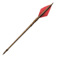 Wooden Arrow with a Detailed Red Feather and a Sharp Metal Head png