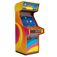 Classic Arcade Machine with a Nostalgic Design and a Vibrant Screen png