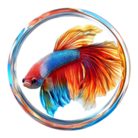Vibrant Colorful Fish in a Circular Frame with Transparent Background png