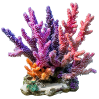 Vibrant Aquarium with Colorful Corals on a Natural Rock png
