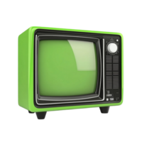 Old Green Television Retro CRT TV on Transparent Background png