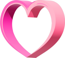 3D heart shape. Pink gradient tones. Glossy surface. Rounded edges. Open center. Perspective view. Isolated object. Light reflection. Modern design. Simple form. png