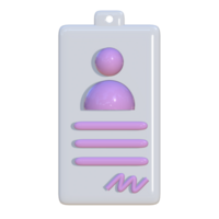 3D artwork of a portrait view ID card with signature symbol. Suitable for use as a media for company presentations, business, and advertising. png