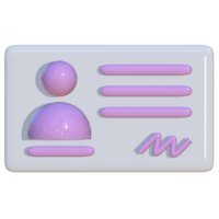 3D artwork of a landscape view ID card with signature symbol. Suitable for use as a media for company presentations, business, and advertising. png