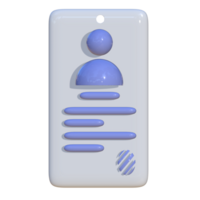 3D artwork of a portrait view ID card with fingerprint symbol. Suitable for use as a media for company presentations, business, and advertising. png